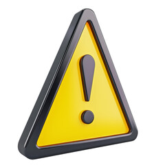 Aufkleber - A 3D rendered glossy yellow warning sign with exclamation point symbol
