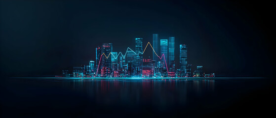 Poster - Neon Illuminated Futuristic Cityscape at Night