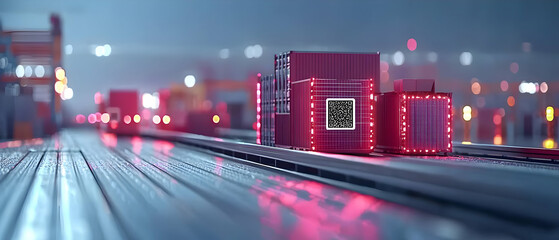 Poster - futuristic technology boxes in night cityscape