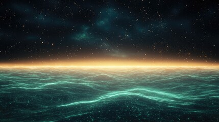 Poster - A surreal world pulsating with luminous green, stormy motion blur, Capture the energy of growth and success in business.