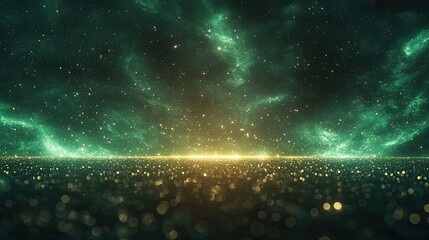 Poster - A surreal world pulsating with luminous green, stormy motion blur, Capture the energy of growth and success in business.