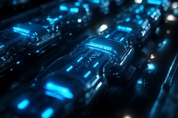 Poster - Futuristic Blue Technology Background