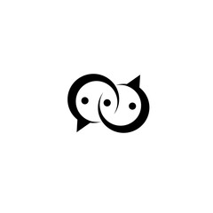 Poster - Interconnected Communication: Abstract logo design of two interconnected speech bubbles, symbolizing seamless communication, conversation, and connection.