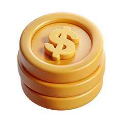 Poster - Stack of golden coins with dollar sign high quality 3d rendering on transparent background for financial success