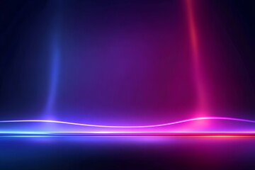 Poster - Abstract Neon Lights Stage Background Blue Pink Purple Glowing Beams