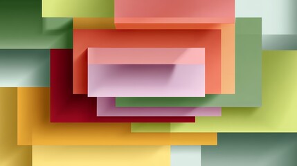 Poster - Abstract Pastel Geometric Shapes Overlapping Layers Design