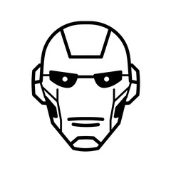 Poster - Tech-Head Icon: Clean, minimalist graphic featuring a futuristic tech-head, showcasing the fusion of technology and humanity. 