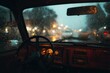 © Pech - Inside view of a cozy car during rain