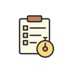 Poster - Clipboard And Stopwatch Depicting Time Management Icon With Transparent Background