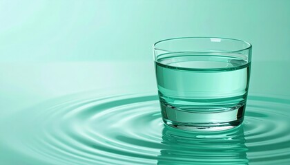 Poster - Refreshing water glass minimalist setting beverage photography calm environment close-up view hydration concept