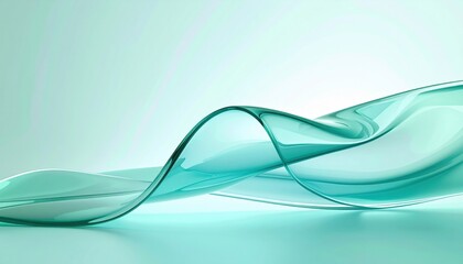 Poster - Flowing transparent wave abstract background digital art soft color palette close-up view elegance in motion