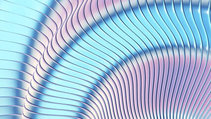 Poster - Abstract iridescent striped background, wavy purple blue stripes pattern, interesting spiral architectural minimal wallpaper.