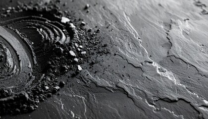 Poster - Creative artistry in black sand patterns studio abstract photography minimalist environment close-up view texture exploration