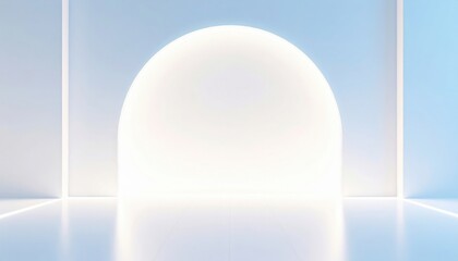 Poster - Illuminated minimalist display setup for modern art exhibit indoor gallery ambient lighting contemporary viewpoint