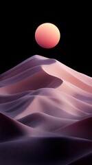 Aufkleber - Pink and Purple Sand Dunes at Sunset with Orange Sphere