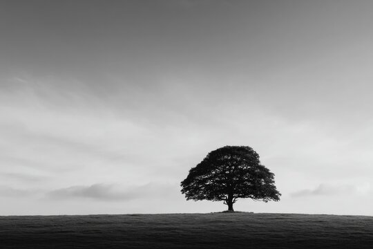 solitary tree stands in vast open field symbolizing nature resilience and purity