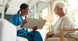 © BuyOutFelix02/peopleimages.com - Healthcare, nurse and smile for senior patient, good news and treatment plan for illness, women and info. Happy, medical professional and diagnosis for elderly person in hospital, results and checkup