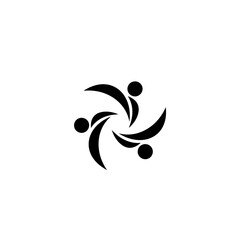 Poster - Abstract Unity Symbol: An abstract design symbolizing unity, teamwork, and community.  The symbol is formed by four stylized human figures interconnected in a circular pattern.