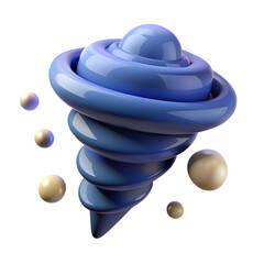 Poster - Blue glossy swirl shape with spheres high quality 3d rendering icon on transparent background