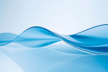 Fototapete - Abstract wavy glass shape with smooth curves on a light background. 3D rendering illustration perfect for design, technology, and modern concepts.


