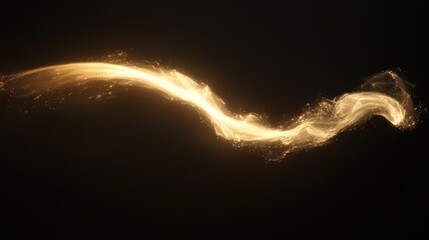 Poster - Swirling Stream of Golden Light with Sparkling Particles on Black Background