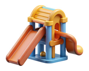 Poster - Colorful kids playground slide miniature high quality 3d rendering icon on transparent background