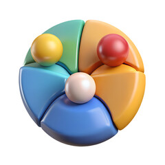 Poster - Creative multi colored round chart graph with spheres high quality 3d rendering icon on transparent background
