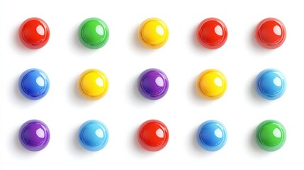 Poster - Vibrant Arrangement of Colorful Circular Elements on a Clean White Surface