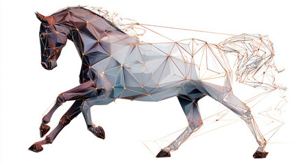 Poster - Horse run gallop from lines, triangles and particle style design. Illustration vector
