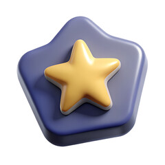 Poster - Yellow star symbol on blue rounded shape high quality 3d rendering icon on transparent background