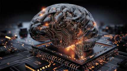Aufkleber - Artificial intelligence. Human head outline with circuit board inside. Technology and science brain. Vector Illustration