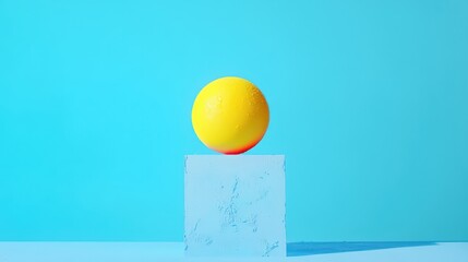 Poster - Vibrant juxtaposition of geometric shapes on a minimalist cyan backdrop