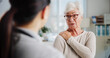 © BuyOutFelix02/peopleimages.com - Physiotherapy, shoulder pain and medical with old woman and doctor for rehabilitation, osteoporosis or healthcare. Physical therapy, help and advice with people for healing and orthopedic exam