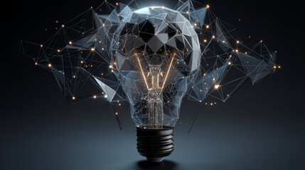 Aufkleber - Light Bulb form lines, triangles and particle style design. Illustration vector