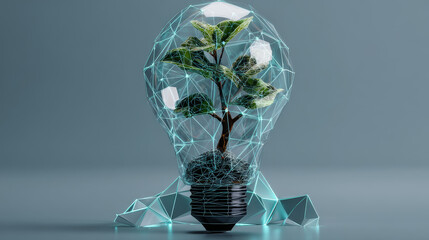 Aufkleber - Light bulb with a plant. Ecology environment concept. Vector illustration