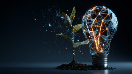 Aufkleber - Light bulb with a plant. Ecology environment concept. Vector illustration