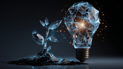 Aufkleber - Light bulb with a plant. Ecology environment concept. Vector illustration