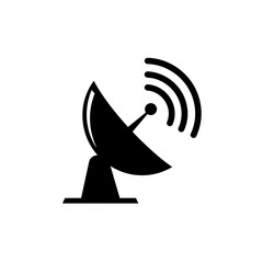 Poster - Signal Reception: A stark, graphic representation of a satellite dish, its form a bold outline conveying the concept of communication and data transmission.