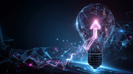 Poster - Startup concept. Up arrow. Abstract circuit lines Futuristic technology digital hi tech background