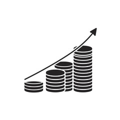 Poster - Financial Growth Concept: A visual representation of financial growth, with stacked coins increasing in height to represent a positive trend and upward trajectory.