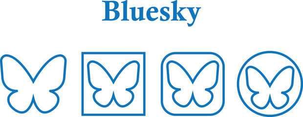 Aufkleber - bluesky logos set blue line styles .butterfly vectors. bluesky button application logotype. popular 