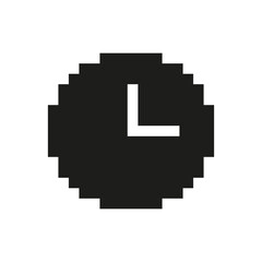Fototapete - Pixelated Clock Icon. Time Management, Scheduling, And Punctuality Symbol. Retro Style Timepiece Representation. Isolated Vector Illustration