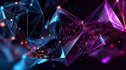 Poster - Power icon form lines, triangles and particle style design. Illustration vector