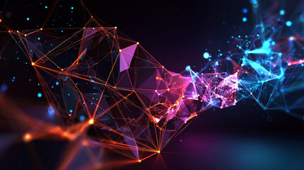 Poster - Power icon form lines, triangles and particle style design. Illustration vector
