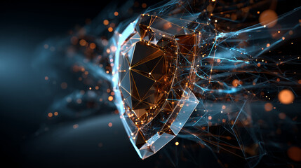Poster - Security Shield form lines, triangles and particle style design. Illustration vector