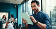 © CC2000/peopleimages.com - Tablet, office and business man online for financial research, investment results and reading email for analysis. Digital technology, app and worker check report for profit, metrics and coworking