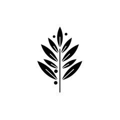Poster - Monochrome Leafy Artistry: A bold, minimalistic silhouette of a plant leaf, rendered in stark black against a pristine backdrop, is a striking illustration.