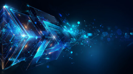 Aufkleber - Blue abstract background with glowing arrow geometric lines. Modern shiny blue lines pattern. Futuristic technology concept. Vector illustration