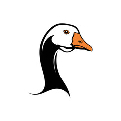 Poster - Goose Head Profile: A stylized illustration of a goose's head and neck, showcasing elegant lines and a sleek design. Perfect for logos, branding or any design project needing a touch of nature. 
