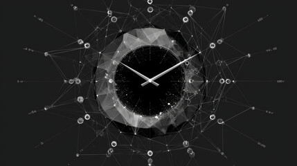 Poster - 24 hours and wrench sign from lines, triangles and particle style design. Illustration vector